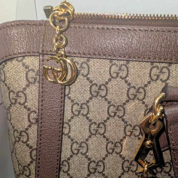 💢 Pristine 💢 Medium Gucci Ophidia Coated Canvas Supreme Stripe w Strap - Picture 6 of 9